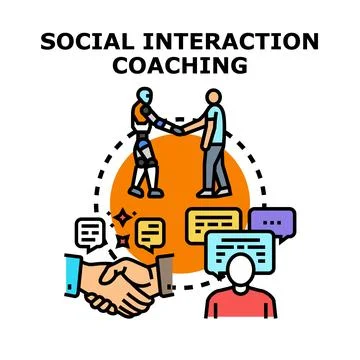 Social interaction coaching developing communication skills concept Stock Illustration
