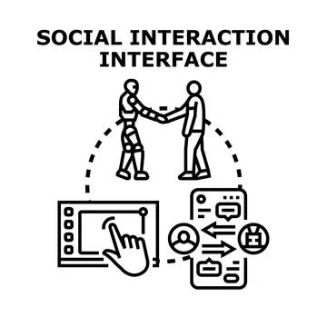 Social interaction interface connecting human and artificial intelligence 스톡 일러스트