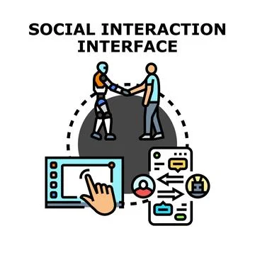 Social interaction interface connecting human and artificial intelligence 스톡 일러스트