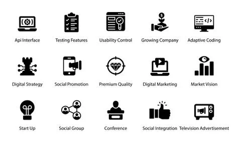 Social Interaction Solid Icons Pack イラスト素材