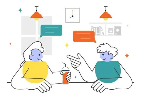 Social Interaction Vector Illustration Featuring Mobile Social Communicatio.. Stock Illustration