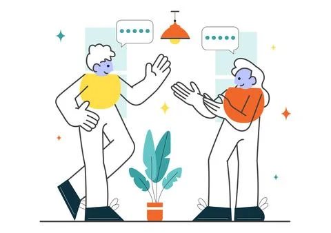 Social Interaction Vector Illustration Featuring Mobile Social Communicatio.. Stock Illustration