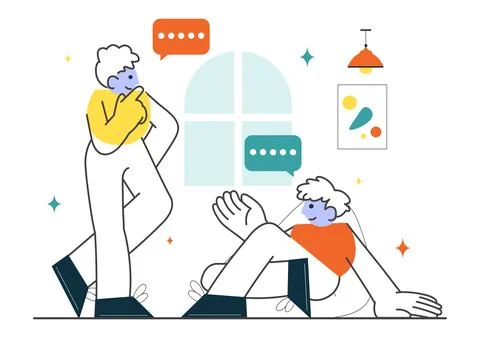 Social Interaction Vector Illustration Featuring Mobile Social Communicatio.. イラスト素材