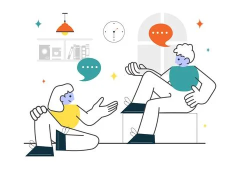 Social Interaction Vector Illustration Featuring Mobile Social Communicatio.. Illustrazione stock