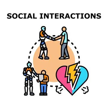Social interactions with artificial intelligence and human feelings 스톡 일러스트