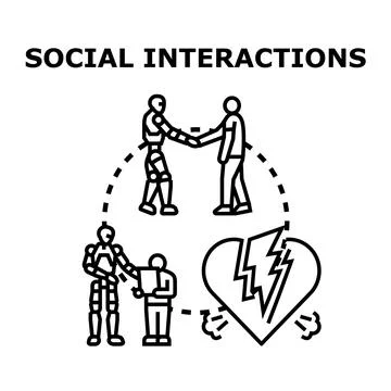 Social interactions with artificial intelligence and human feelings Stock Illustration