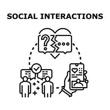 Social interactions concept exploring online communication and relationship Stock Illustration