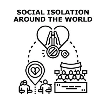 Social isolation concept preventing human connection and interaction Stock Illustration
