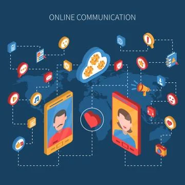 Social Isometric Icon Set イラスト素材