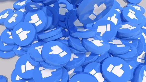 Social likes falling on a white background 3d animation Stock Footage 91633657