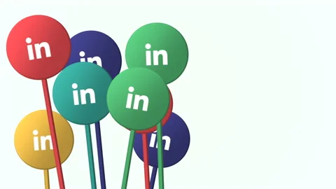 Social LinkedIn icons on network background Stock Footage 195501907