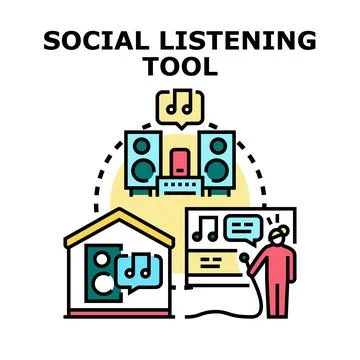 Social listening tool analyzing online feedback Ilustração Stock