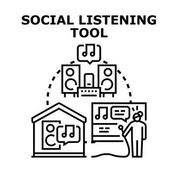 Social listening tool analyzing online feedback Stock Illustration