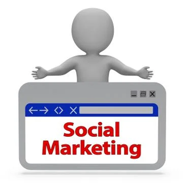 Social Marketing Webpage Represents Networking Online And Website 3d Renderin Stock Illustration
