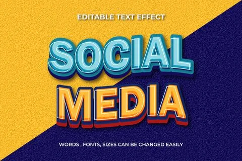 Social Media 3d editable text effect Illustrazione stock