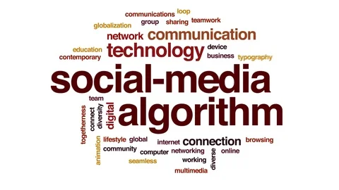 Social-media algorithm animated word cloud. Kinetic typography. Video stock 116772608