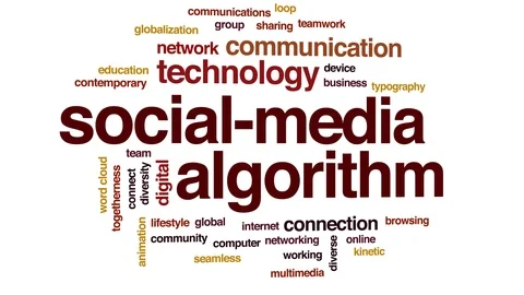 Social-media algorithm animated word cloud. Kinetic typography. Video stock 117238311