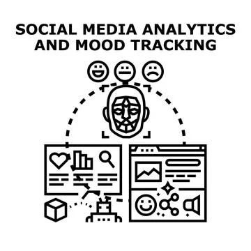 Social media analytics and mood tracking concept vector 库存插图