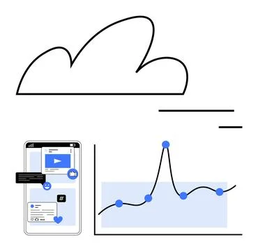 Social Media Analytics Cloud-Based Data Insights and Mobile Engagement Tracki Illustrazione stock
