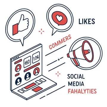 Social media analytics concept clean vector illus Stock Illustration