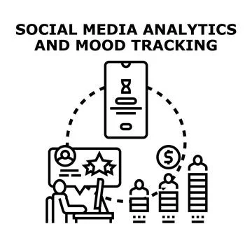 Social media analytics tracking user mood ratings and data Stock Illustration