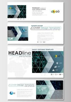 Social media and email headers set, modern banner templates. Cover design Illustrazione stock