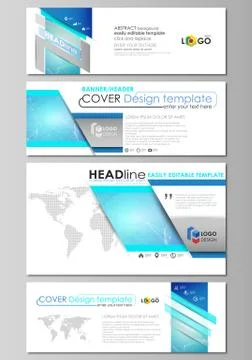Social media and email headers set, modern banners. Abstract design templat.. Stock Illustration