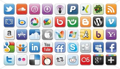 Social media and network icons Stock Illustrationen