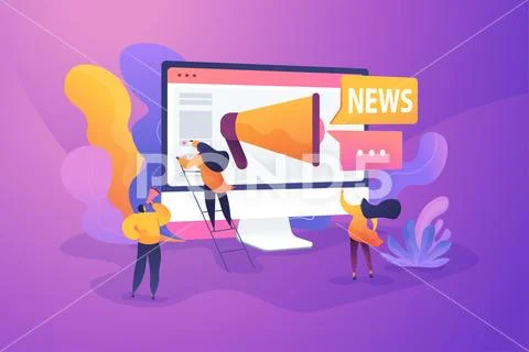 Social media and news tips, smart city concept illustration. Stock Illustration