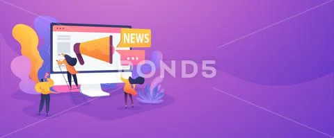Social media and news tips, smart city web banner concept. Stock Illustration