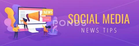 Social media and news tips, smart city web banner concept. Stock Illustrationen