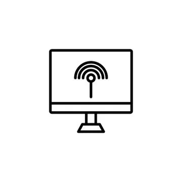 Social media antenna inside computer icon line design イラスト素材