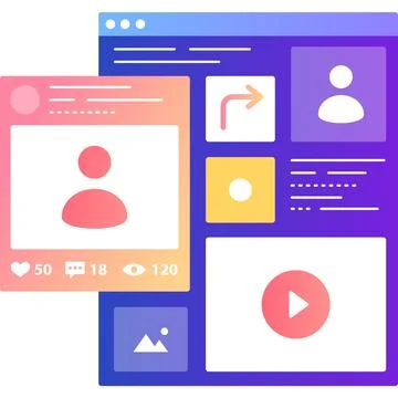 Social media app development flat vector icon Stock Illustration