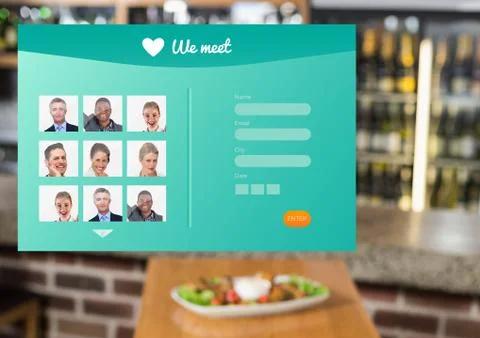 Social Media App Interface in Bar Stock Photos