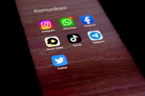 Social media application on mobile Stock Photos