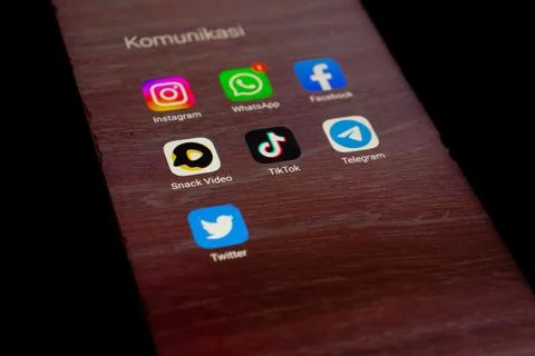 Social media application on mobile Stock Photos