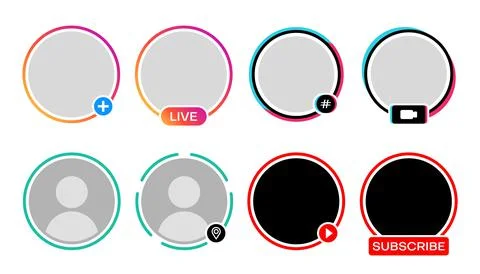 Social media avatar frames, live video story icons Stock Illustration