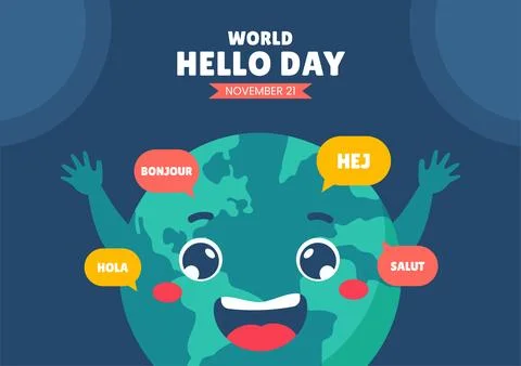 Social Media Background Vector Illustration for World Hello Day in Cartoon .. Stock Illustration