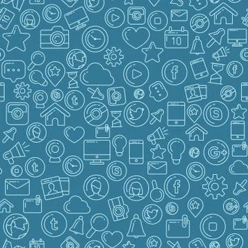 Social Media Blue Seamless Pattern Stock Illustration