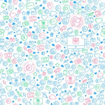 Social Media Blue Seamless Pattern Stock Illustration