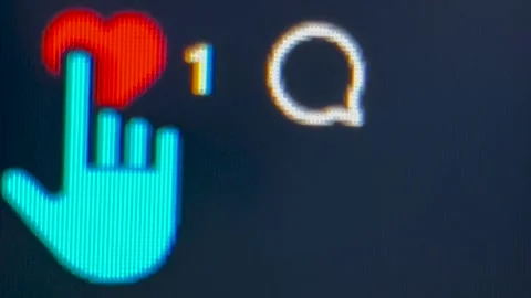 Social Media Like Button Click Macro Screen Extreme Close Up Stock Footage 345214188