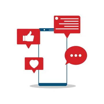 Social media button design elements. Love, like, and comment social media but Stock Illustration