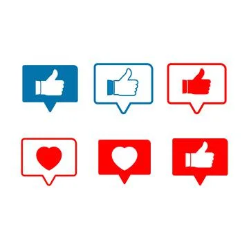 Social media button design elements. Love and like multiple shape social medi Stockillustratie