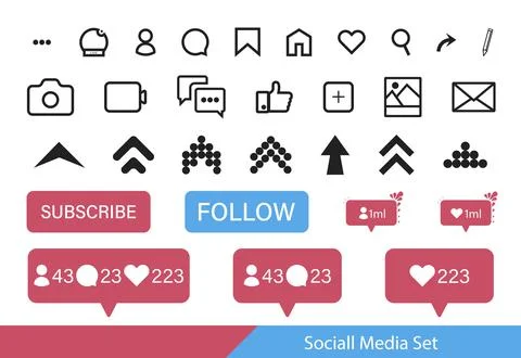 Social media button set on a isolated white background. Vector illustration Stock Illustration