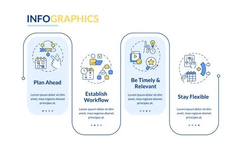 Social media calendar tips rectangle infographic template Stock Illustration
