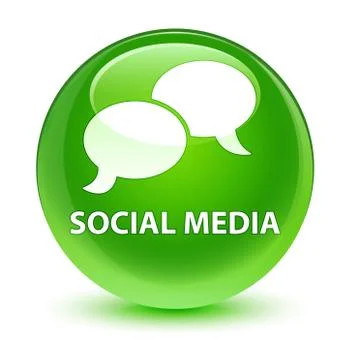 Social media (chat bubble icon) glassy green round button Stock Illustration