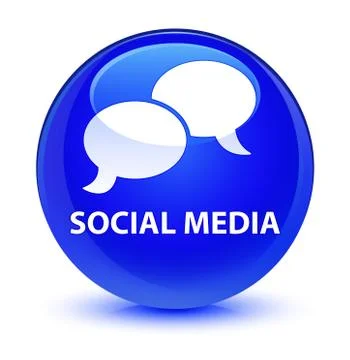 Social media (chat bubble icon) glassy blue round button Stockillustratie