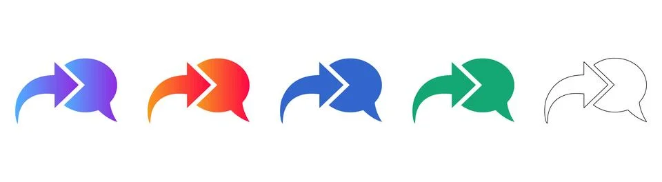 Social Media Chat Bubble Share Icons Set Stock Illustration