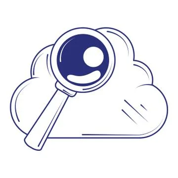 Social media cloud computing analysis blue line fill style 스톡 일러스트