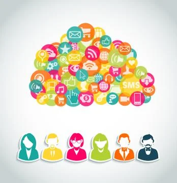 Social media cloud computing concept Stock Illustration